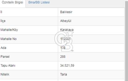 Balıkesir Altıeylül Karakaya Ges için uygun 120.000 M2 Arazi