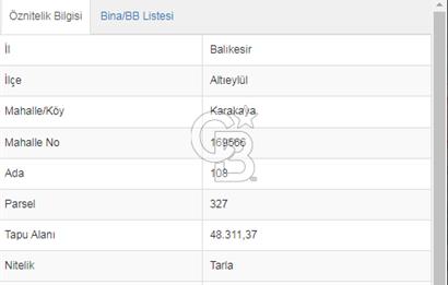 Balıkesir Altıeylül Karakaya Ges için uygun 120.000 M2 Arazi