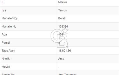 Tarsus Bolatlı ‘da Emsalsiz Konut İmarlı 11.601 M2 Arsa