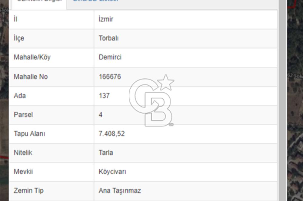 TORBALI DEMİRCİ KÖYÜ'NDE SATILIK ULAŞIMI ÇOK KOLAY 7408 M² ARAZİ