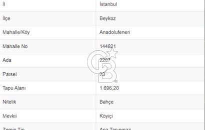 İstanbul Beykoz’da Eşsiz Denize Sıfır Arsa