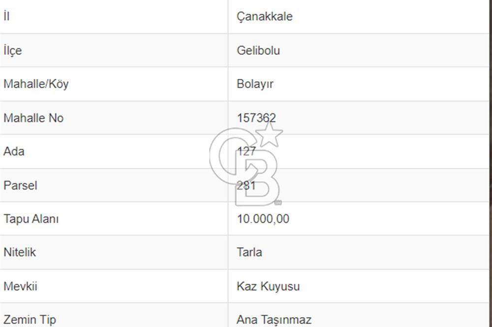  ÇANAKKALE GELİBOLU BOLAYIR DENİZE ÇOK YAKIN 5.000 M2 TARLA