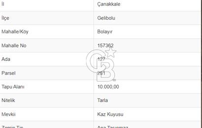  ÇANAKKALE GELİBOLU BOLAYIR DENİZE ÇOK YAKIN 5.000 M2 TARLA