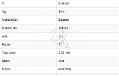 İSTANBUL SİLİVRİ BALABANDA SATILIK ARSA 163/14 PARSEL