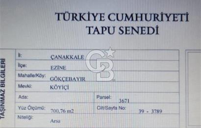 Çanakkale Ezine Gökçebayır'da %40 İmarlı Satılık Arsa