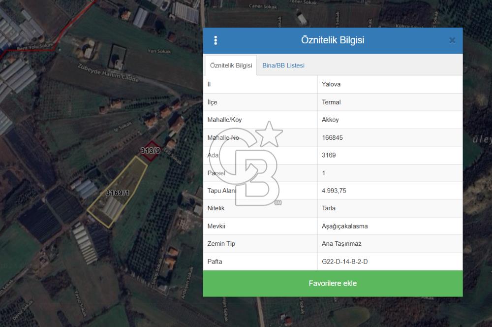 YALOVA TERMAL AKKÖY SATILIK 4.993 M2 TARLA + 615 M2 ARSA!.
