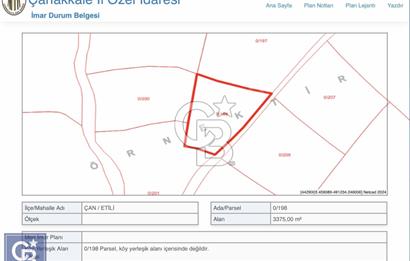 ÇAN ETİLİ 3.375 M2 İHTİYAÇTAN SATILIK TARLA