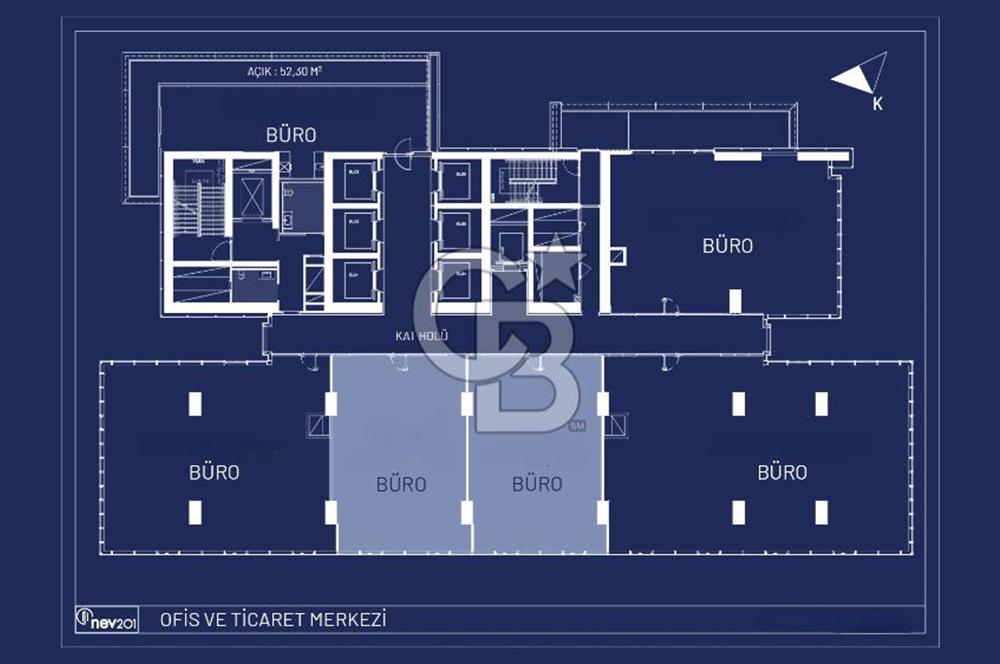 MUHTEŞEM PROJE NEV201 TAM KAT ULTRA LÜKS 900m2 KİRALIK OFİS