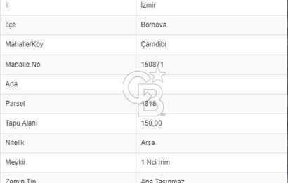 İzmir Çamdibi Tuna Mahallesi’nde 150 m² Bitişik Nizam Arsa