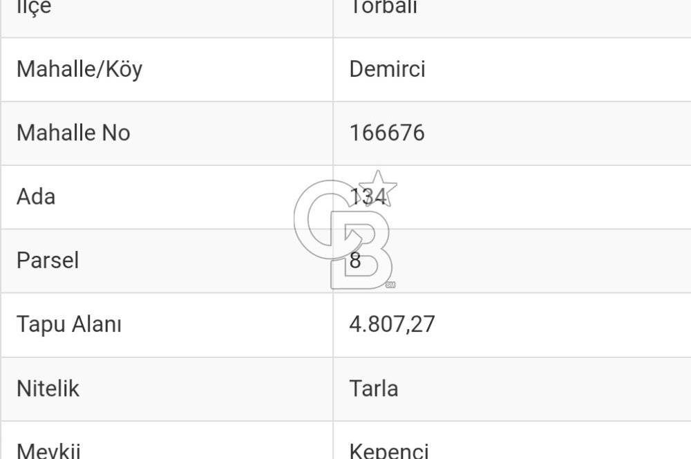 Torbalı Demirci de Satılık Yola Cebheli 4807 M2 Müstakil Tarla