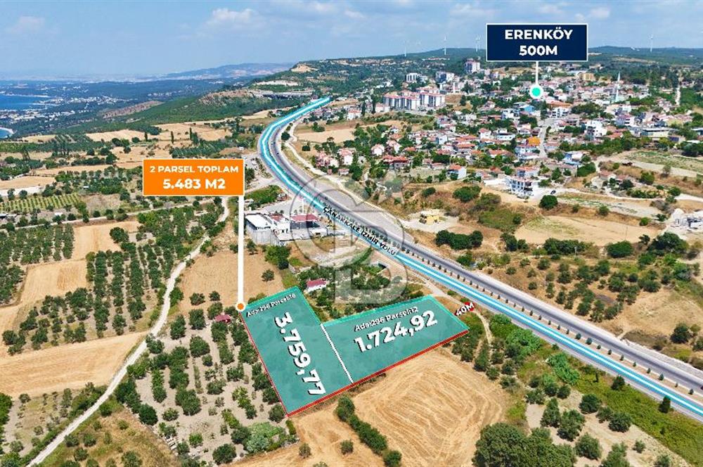 Çanakkale İntepe'de Yola 40m 5.483 M² Satılık Fırsat Tarla !