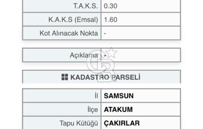 ATAKUM ÇAKIRLAR’DA 5 KATA İMARLI 345m2 ARSA