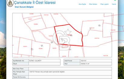 EZİNE ULUKÖYDE DENİZE YAKIN 16.446 M2 SATILIK TARLA