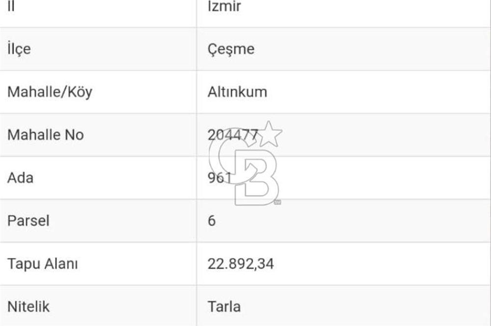 İZMİR ÇEŞME ALTINKUM FIRSAT TARLA