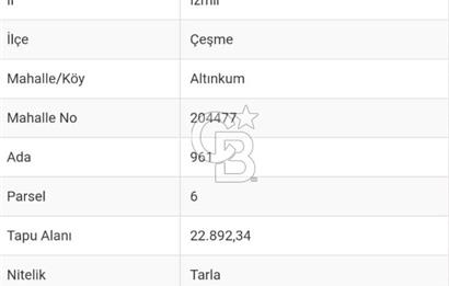 İZMİR ÇEŞME ALTINKUM FIRSAT TARLA