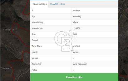 FIRSAT! ALTINDAĞ GİCİK'TE İMARLI TEK TAPU 492M2 SATILIK ARSA