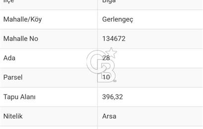 ÇANAKKALE|BİGA|GERLENGEÇ KÖYÜ-SAZLIK MEVKİNDE SATILIK YATIRIMLIK ARSA