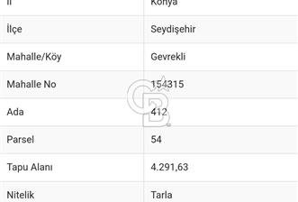 Konya Seydişehir'de 4291m2 Satılık Arsa