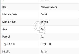 Yozgat Akdağmadeni'nde 3.699m2 Satılık Arsa