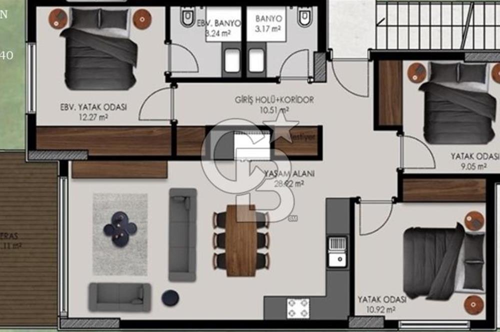 TURGUTREİS KARABAĞ’ DA 3+1 / BAHÇE KAT / 110 m2