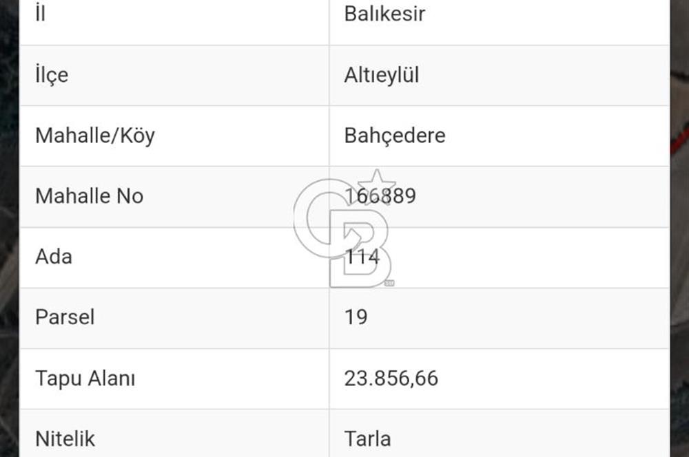 BALIKESİR BAHÇEDERE MH.'DE ŞAHANE KONUMDA 25.856 M² TARLA