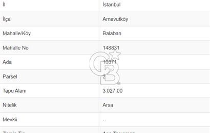 ARNAVUTKÖY BALABAN GÜNÜBİRLİK TESİS İMARLI 168 M2 HİSSE