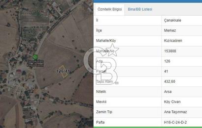 ÇANAKKALE MERKEZ KIZILCAÖREN'DE KONUT İMARLI SATILIK ARSA