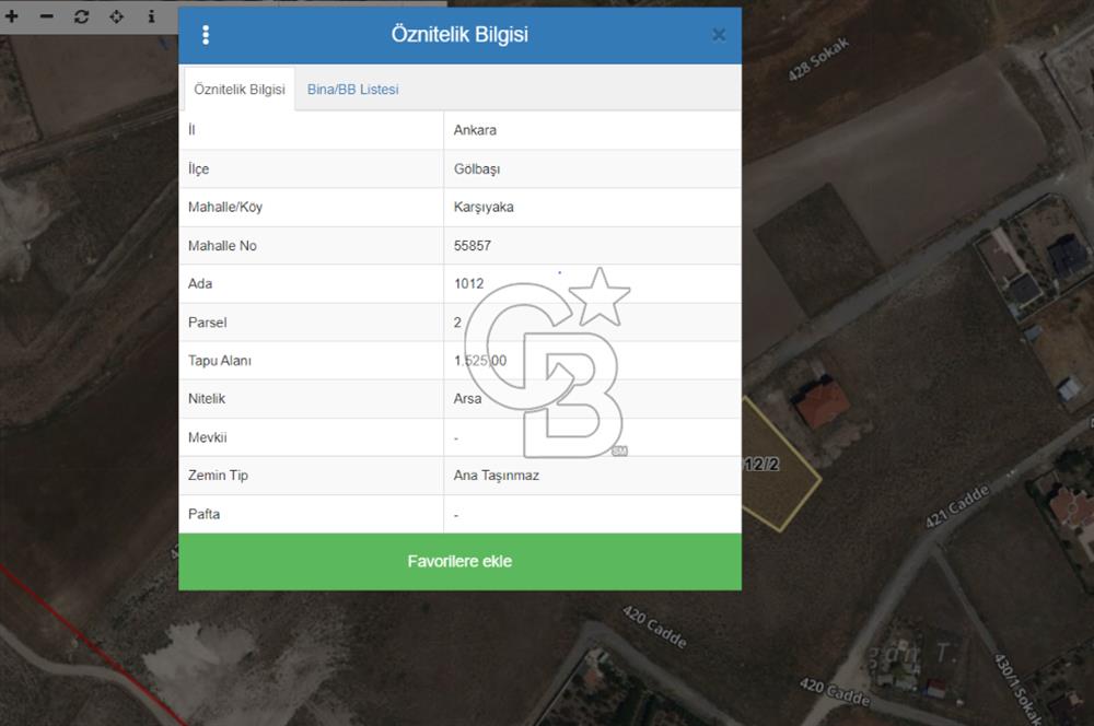 CB VİZYON'dan 0.20 Emsal 1525m2 Satılık Arsa