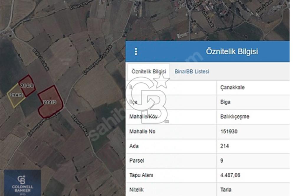 ÇANAKKALE BİGA BALIKLIÇEŞME SATILIK 4487 M2 TARLA