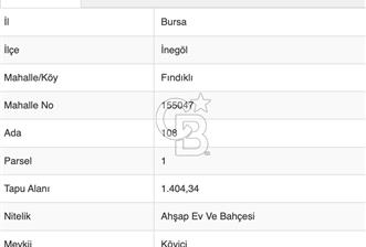 Bursa İnegöl'de 1.404 m2 Müstakil Tapulu Arsa