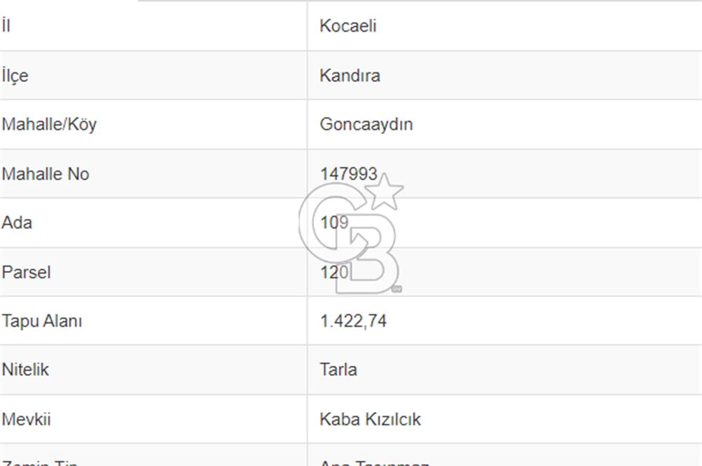  GONCAAYDIN - KANDIRA GIDA İHTİSAS OSB’YE KOMŞU SATILIK TARLA