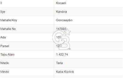  GONCAAYDIN - KANDIRA GIDA İHTİSAS OSB’YE KOMŞU SATILIK TARLA