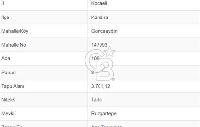 GONCAAYDIN - KANDIRA GIDA İHTİSAS OSB’YE KOMŞU SATILIK TARLA