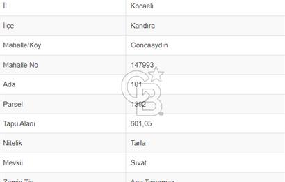 GONCAAYDIN - KANDIRA GIDA İHTİSAS OSB’YE KOMŞU SATILIK TARLA