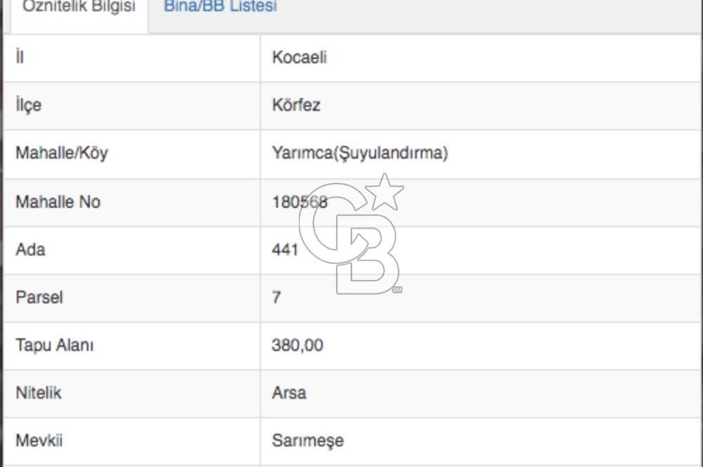 CB TOWER YENİYALI 380M2 İMARLI ARSA