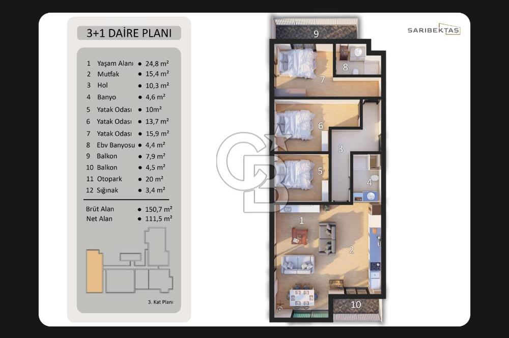 SEFERİHİSAR LİLYUMPARK'DA 3+1 155m2 DAİRE