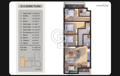 SEFERİHİSAR LİLYUMPARK'DA 3+1 155m2 DAİRE