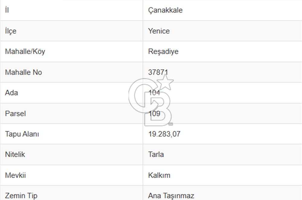 ÇANAKKALE YENİCE'DE YATIRIM FIRSATI: REŞADİYE KÖYÜ'NDE SATILIK TARLA!