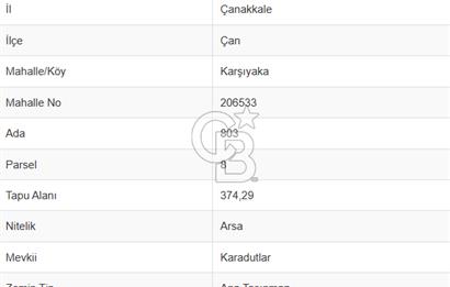 ÇANAKKALE ÇAN KARŞIYAKA MAHALLESİ SATILIK İMARLI ARSA