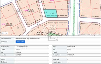 İlkadım Kavacık'ta 648 M2 Satılık 6 Kata İmarlı Köşe Arsa