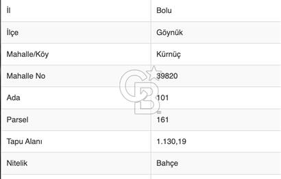 Bolu GÖynük'te Yatırımlık 1.130 m2 Bahçe