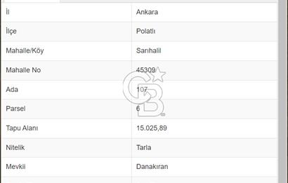 POLATLI SARIHALİL'DE GES İÇİN MARJİNAL RAPORU HAZIR SATILIK TARLA