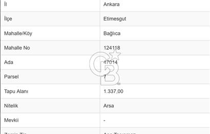 Ankara Etimesgut Bağlıca Mahallesinde 118 m² Arsa, Yüksek Katlı