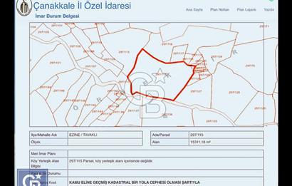 EZİNE TAVAKLI DENİZ MANZARALI UYGUN FİYATLI 15.311 M2 ZEYTİNLİK