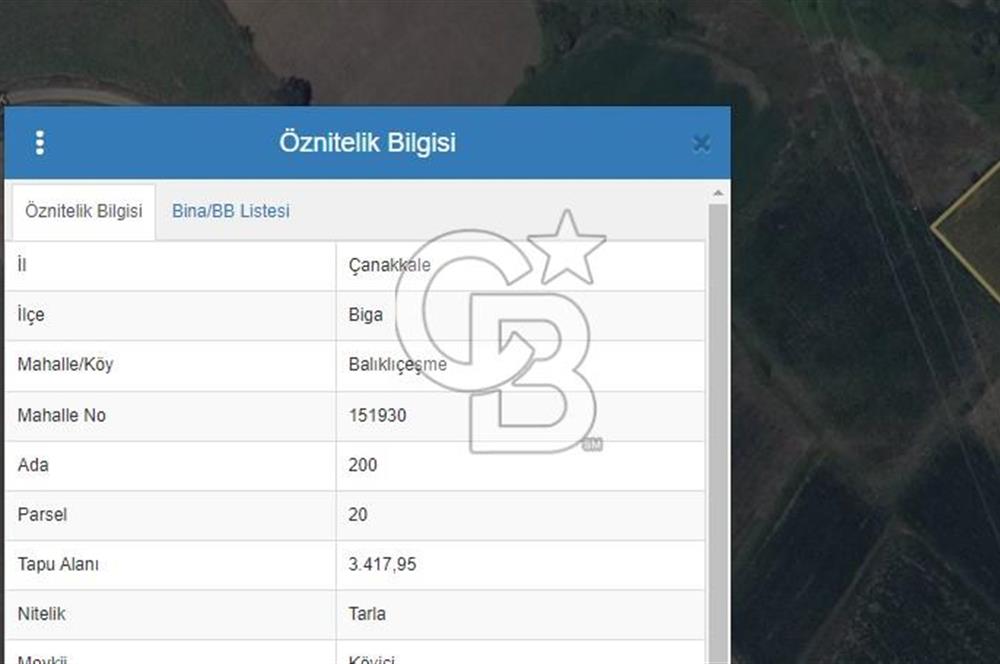 ÇANAKKALE BİGA BALIKLIÇEŞME 3,5 DÖNÜM SATILIK TARLA