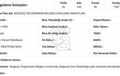 Sarıyer Emirgan Boğaz 'da Koru Manzaralı Satılık Arsa