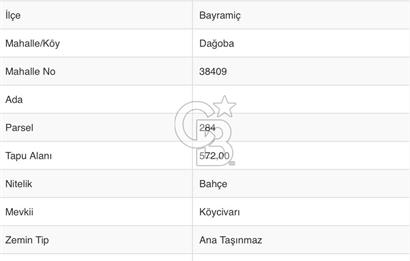 BAYRAMİÇ DAĞOBA KÖYÜNDE 572 M2 İMARLI ACİL SATILIK  ARSA