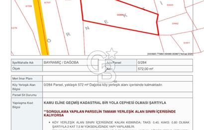 BAYRAMİÇ DAĞOBA KÖYÜNDE 572 M2 İMARLI ACİL SATILIK  ARSA