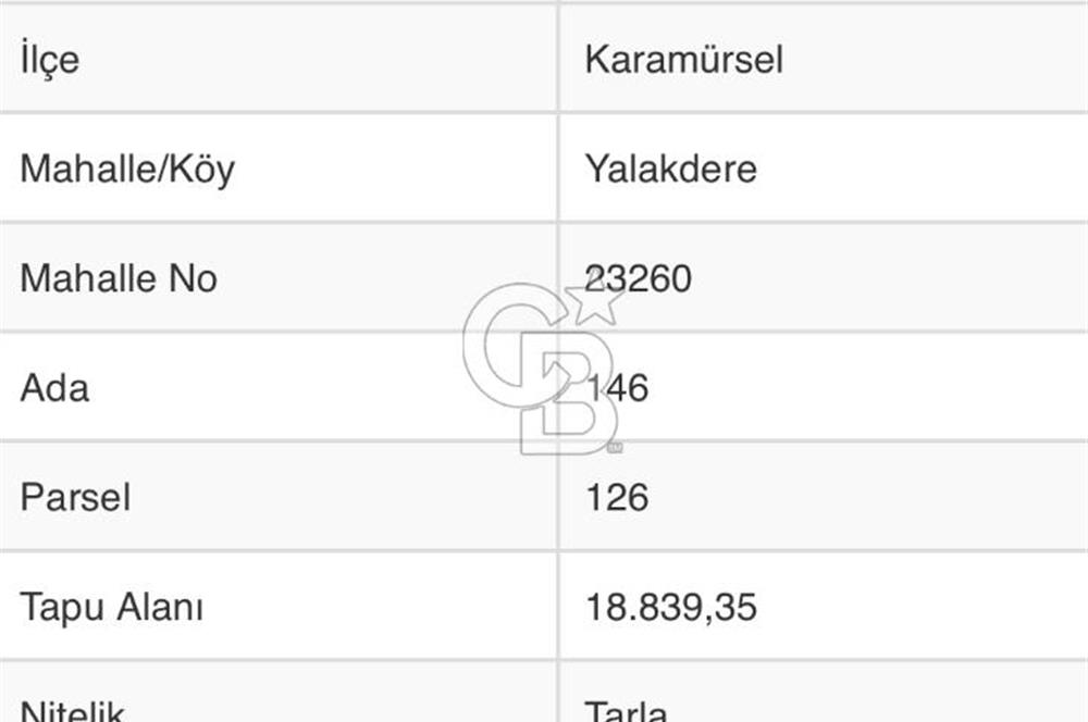 KOCAELİ KARAMÜRSEL YALAKDERE'DE 19 DÖNÜM KELEPİR SATILIK TARLA