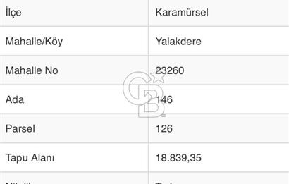 KOCAELİ KARAMÜRSEL YALAKDERE'DE 19 DÖNÜM KELEPİR SATILIK TARLA